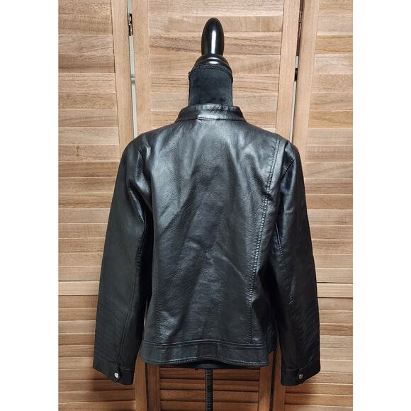 B by Bernardo Women’s Faux Leather Biker Moto Zip-Up Jacket Black Size 1X - Picture 7 of 8
